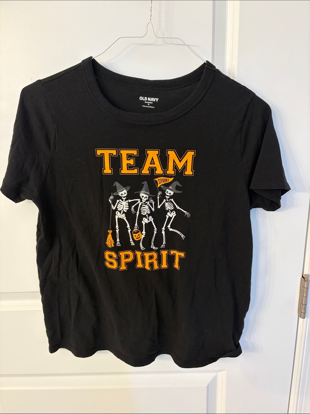 Old Navy Black “Team Spirit" Skeleton Halloween Tee